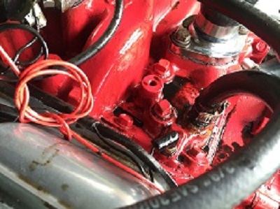 pooling behind water lines under carb'