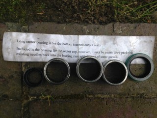 rebuild kit from firmfeel  two 3/4 inch long and one 1 inch or so long drawn cup needle rollers