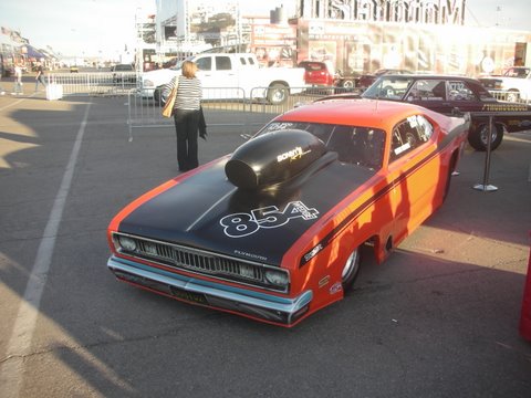 Dennis Radford's pro mod duster. He had two there, the other running a massive 904 cu in + nitrous. Pro mod was won by Brad Personnet running twin turbos 5.80 @ 254!