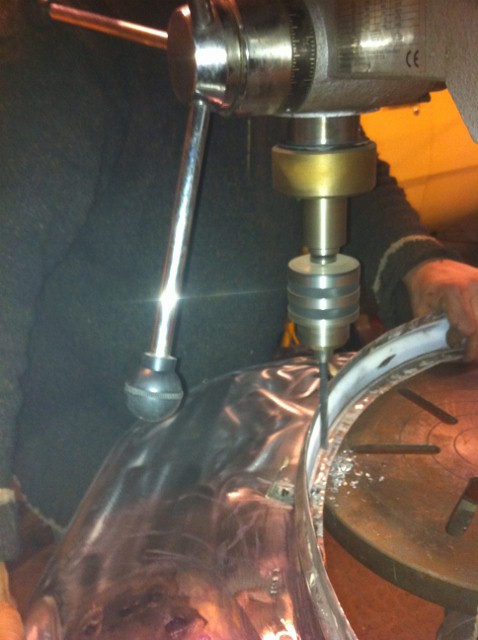 pre drilling ready for plug welds<br />on inner arch