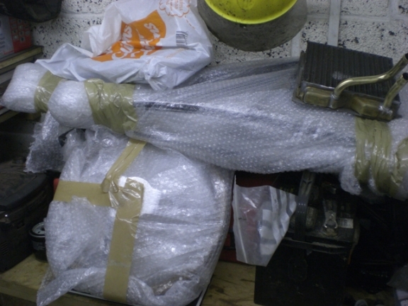 Lost Of items bubble wrapped as they have been polished and are ready to go back on the car
